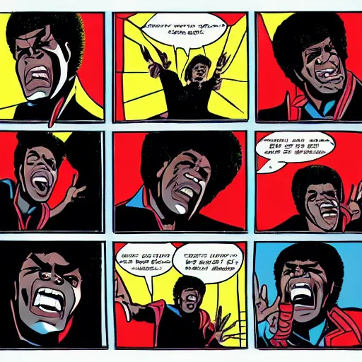 Image similar to James Brown comic book style,