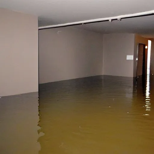 Image similar to a flooded empty basement hallway, craigslist photo
