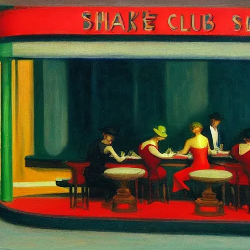 Prompt: snake jazz club by edward hopper