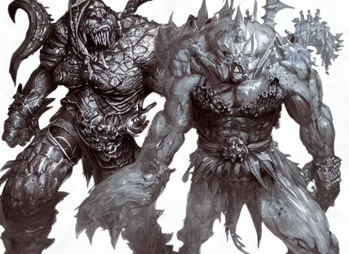 Image similar to orc concept art, yoshitaka amano, akihiko yoshida