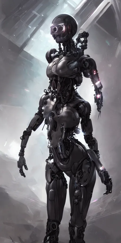 Prompt: Concept art, cyborg hacker girl, artstation trending, highly detailded