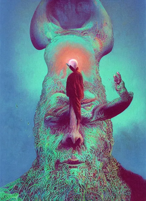 Image similar to alex jones by lisa frank and zdzislaw beksinski