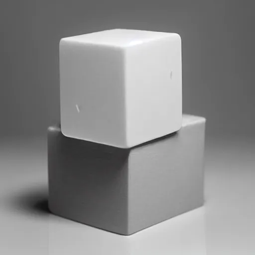 Prompt: a suspicious cube left on a table. soft room lighting, dslr