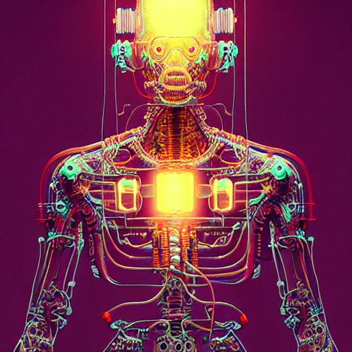 Prompt: intricate cyborg, glass torso, highly detailed digital painting by simon stalenhag, beksinski, rutkowski, moebius, kinkade. award winning, masterpiece, dramatic lighting, wires, fractal crystal