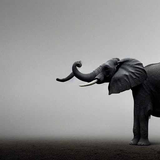 Prompt: an elephant turning into dust in the air, photorealistic