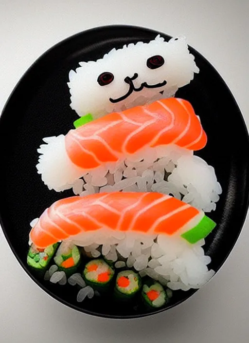 Image similar to clear photorealistic picture of adorable cats made out of sushi