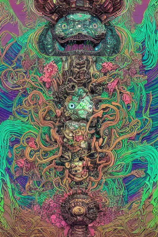 Image similar to creature sushi roots cactus elemental flush of force nature micro world fluo light deepdream a wild amazing steampunk baroque ancient alien creature, intricate detail, colorful digital painting that looks like it is from borderlands and by feng zhu and loish and laurie greasley, victo ngai, andreas rocha, john harris