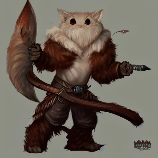 Image similar to dnd character art of a fluffy mothfolk holding a sword, detailed, high-quality digital art trending on Artstation