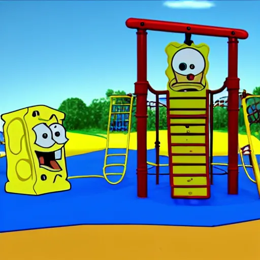 Image similar to A playground, in the style of Spongebob Squarepants animation
