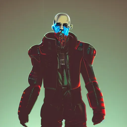 Image similar to cyberpunk sir daniel fortesque as the leader of a futuristic communist nation, cybernetics, sharp lines, digital, artstation, colored in