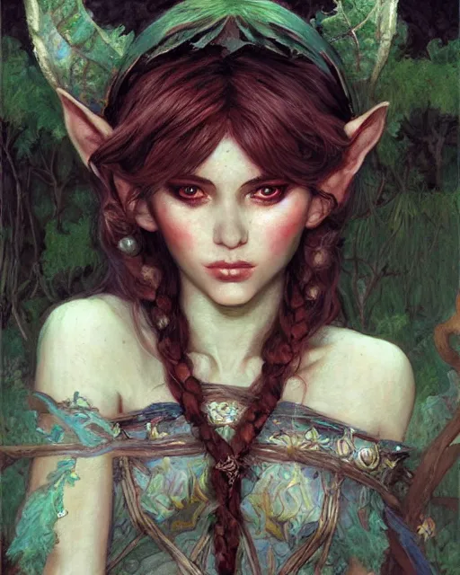 Prompt: a beautiful elf princess, oil painting, by Fernanda Suarez and and Edgar Maxence