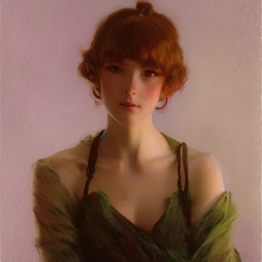 Prompt: a backlit fashion model studio backlit portrait of sombre anime girl, painting by gaston bussiere, craig mullins, j. c. leyendecker