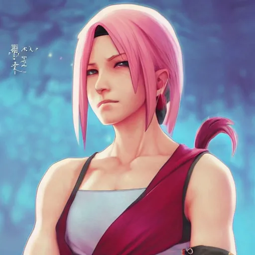 Prompt: sakura haruno as a street fighter character, cg animation, capcom, realistic, character select portrait, by artgerm, greg rutkowski, alphonse mucha, 3 d