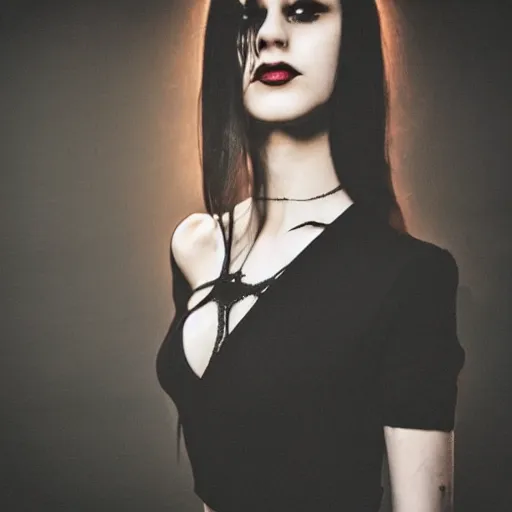 Prompt: beautiful necromancer girl, soft flawless pale skin, wearing a black crop top photography dramatic dark lighting, hyper realistic