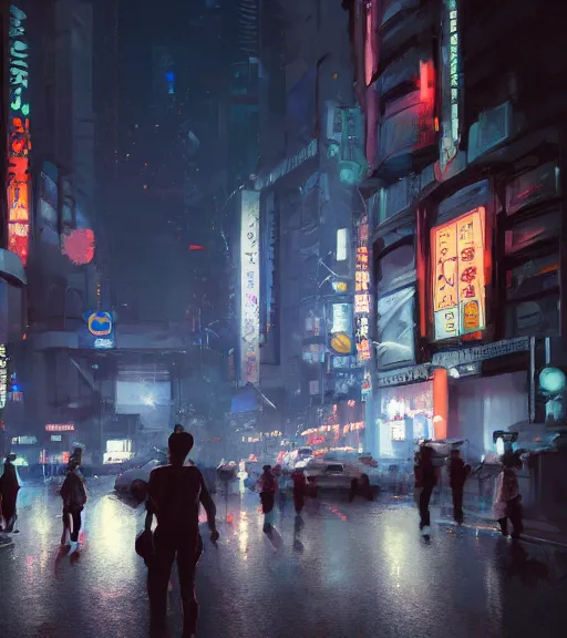 Prompt: futur tokyo night ganster, craig mullins, steven belledin, digital painting, sharp focus, octane render, 8 k, hyper detailed.