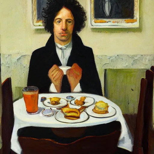 Prompt: breakfast with the artist : self portrait by bevan adelaides