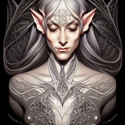 Image similar to digital art, centered elven ,intricate, veins, by James Jean and by artgerm , ultradetailed, charachter design, concept art, trending on artstation,