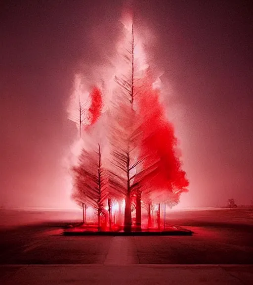 Image similar to lokah samastah sukhino bhavantu vertical red light, painting art, volumetric lighting, majestic light, ethereal, hyperrealistic, at night, epic, masterpiece, by reuben wu