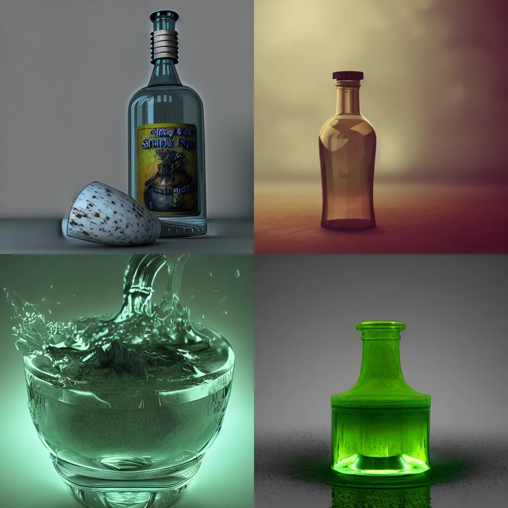 Prompt: murky spirit potion, octane render, 8k