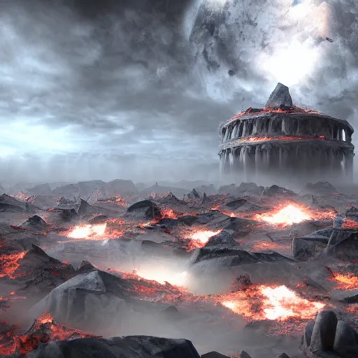 Image similar to chaotic hell, end of world, vray