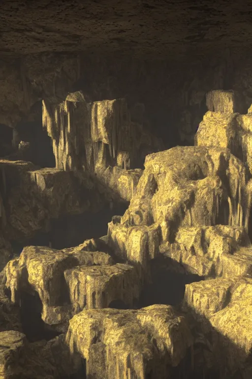 Prompt: mechanoids mining resources in a cave with minimal lighting in the style of claude monet, cinematic lighting, raytracing, 8 k, octane render, volumetric, vivid, beautiful, hyperrealism