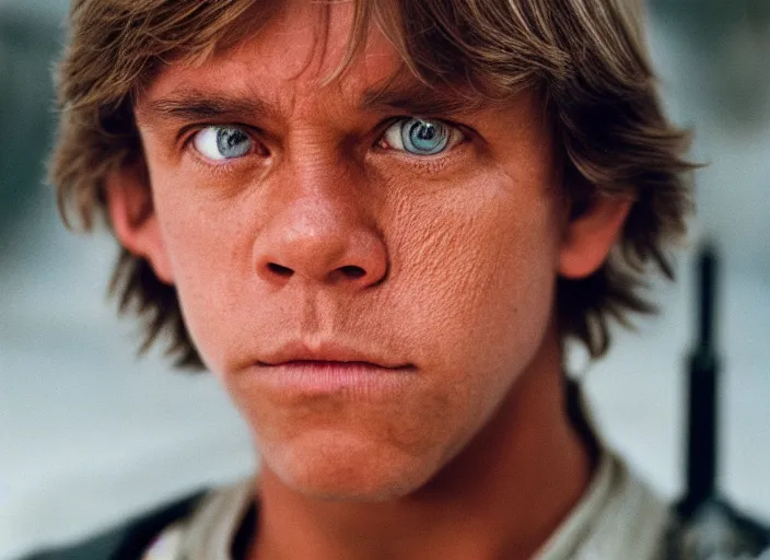 Image similar to stunning detailed portrait of luke skywalker at the new jedi temple. return of the jedi. 1988, Photographed with Leica Summilux-M 24 mm lens, ISO 100, f/8, Portra 400