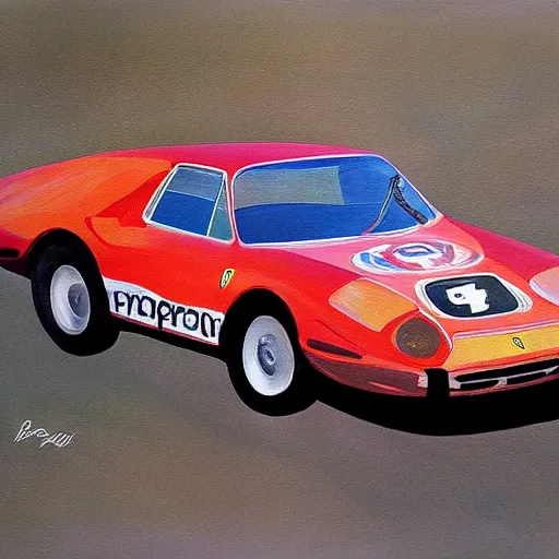 Prompt: ferrari, paint by bob ross