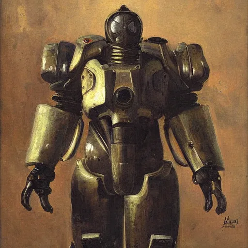 Image similar to A painting of power armor, Henrique Alvim Corrêa, Kārlis Padegs