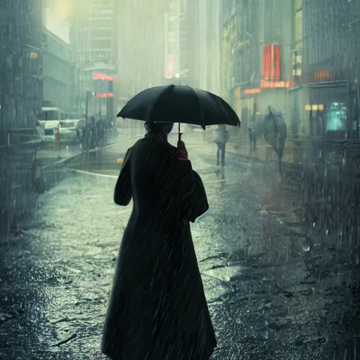 Prompt: women with umbrella beautiful dynamic lighting, cinematic, wide angle establishing shot, extremely high detail, photo realistic, cinematic lighting, post processed, concept art, artstation, matte painting, style by Hewton, Randolph Stanley , unreal engine 8k