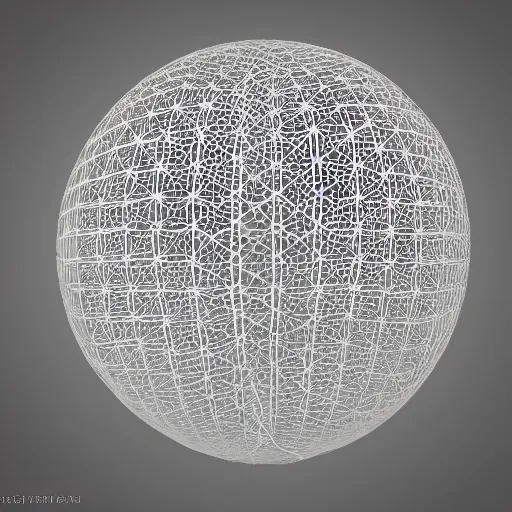 Image similar to : sphere sculpture covered with white maze pattern,hyper detailed art station  parabolic lighting contest winners unrealengine trending on artstation,cinematic, hyper realism, high detail, octane render, 8k