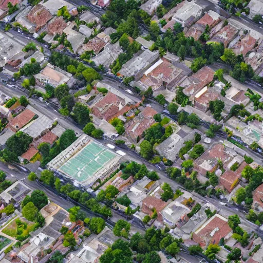 Image similar to top down view on two Hauses in a City suburb