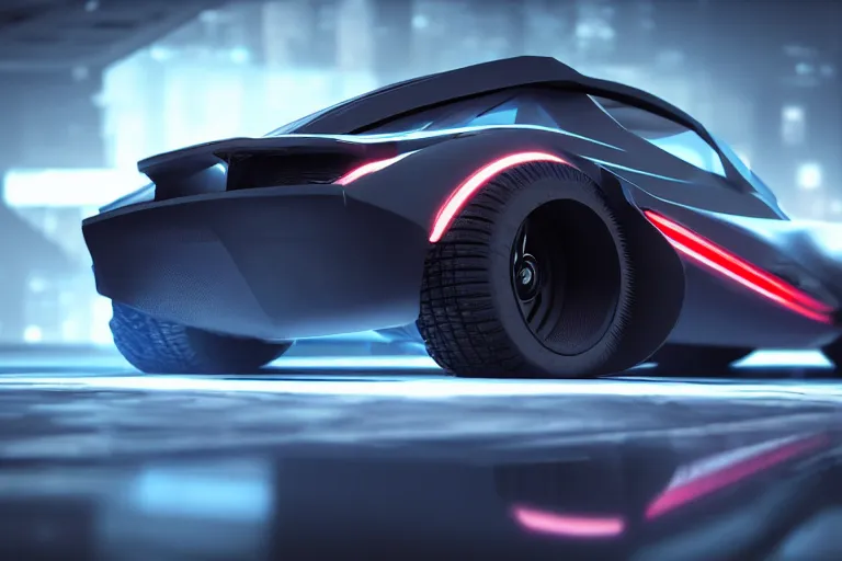 Image similar to cyberpunk bladerunner concept inspired sports car, futuristic look, highly detailed body, very expensive, photorealistic camera shot, bright studio setting, studio lighting, crisp quality and light reflections, unreal engine 5 quality render
