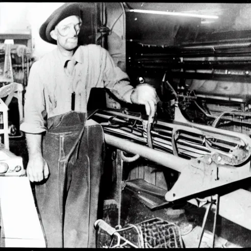 Prompt: baker at his factory holding the top steam review