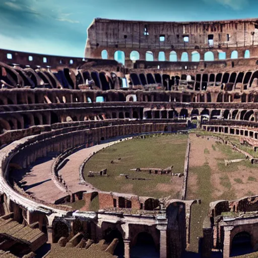 Prompt: 8 k hd detailed octane render of a gladiator duel in the roman colosseum