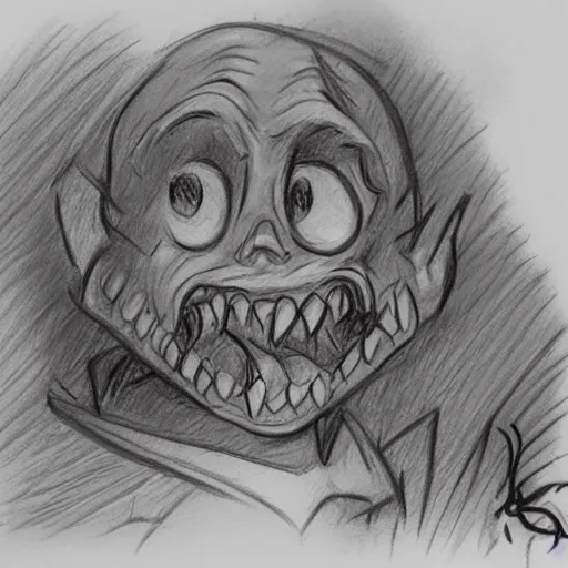Prompt: milt kahl pencil sketch a a llovecraftian zombie horror loomis