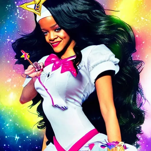 Prompt: rihanna as a magical girl like sailor moon