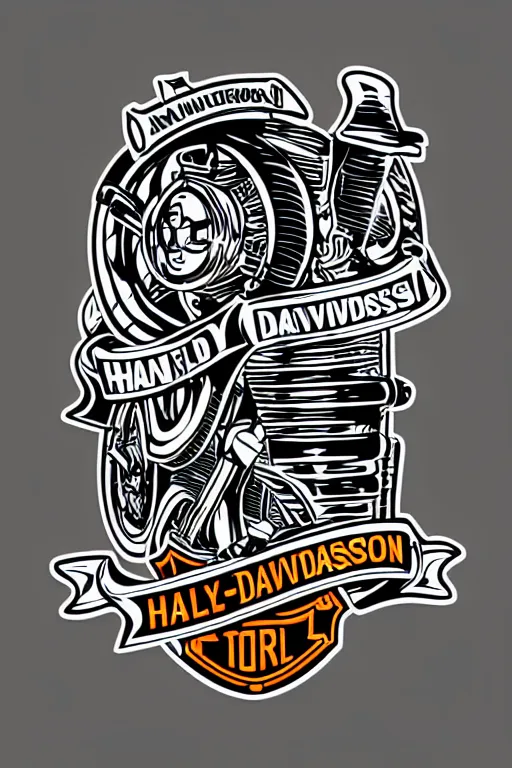 Image similar to Harley Davidson motorbike , sticker, colorful, illustration, highly detailed, simple, smooth and clean vector curves, no jagged lines, vector art, smooth