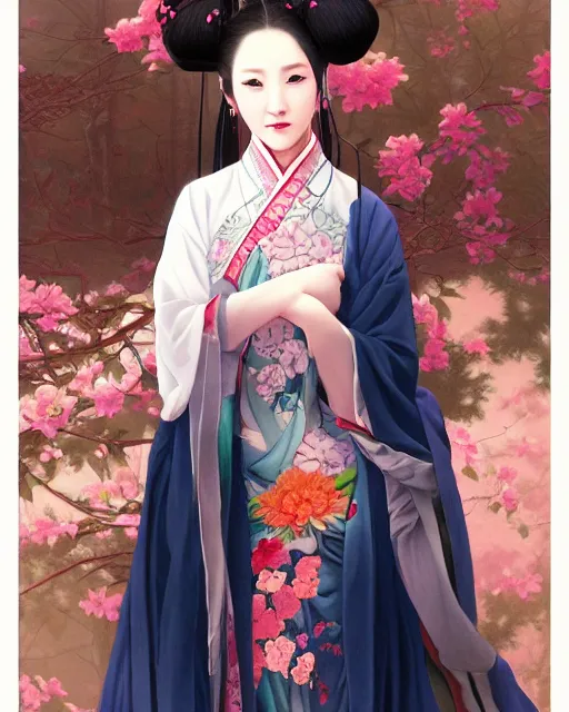 Prompt: portrait of beautiful anime maiden in Kunqu Opera,nature,elegant,magical,highly detailed,artstation,concept art,illustration,by sakimichan,bouguereau,Ilya Kuvshinov,Ayami Kojima,Evanna Lynch