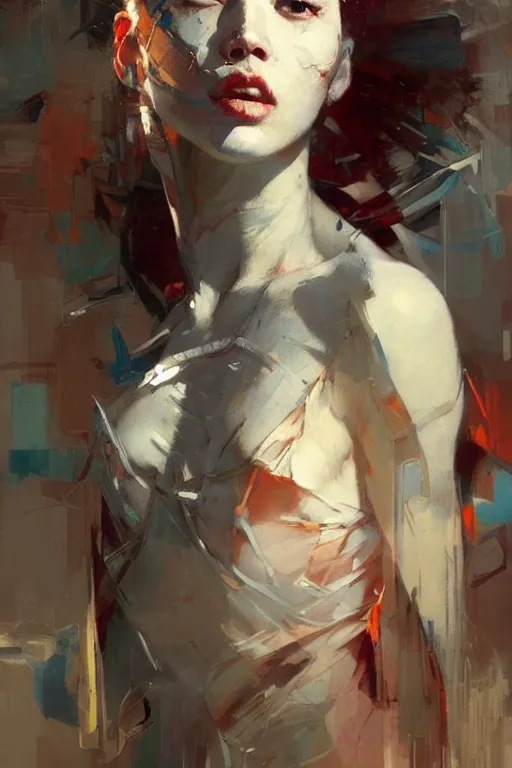 Image similar to ljeong ho - yeon by greg rutkowski, jeremy mann, francoise nielly, van gogh, ross tran, rule of thirds, seductive look, beautiful