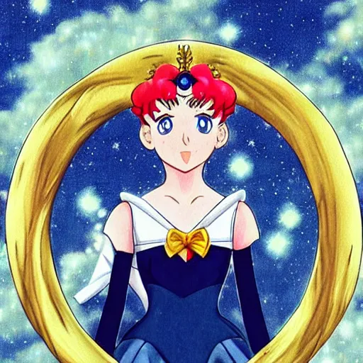 Prompt: a portrait of sailor moon as a human