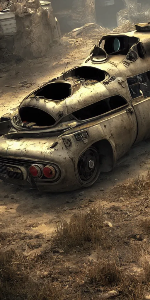 Image similar to fallout concept art car render ultra unreal engine 5