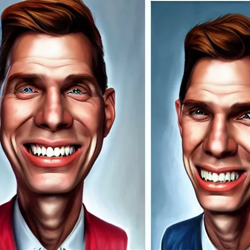 Image similar to Caricature portraits done of Jerma, realistic, hyperrealistic, very realistic, highly detailed, very detailed, extremely detailed, detailed, oil painting, digital art, trending on artstation