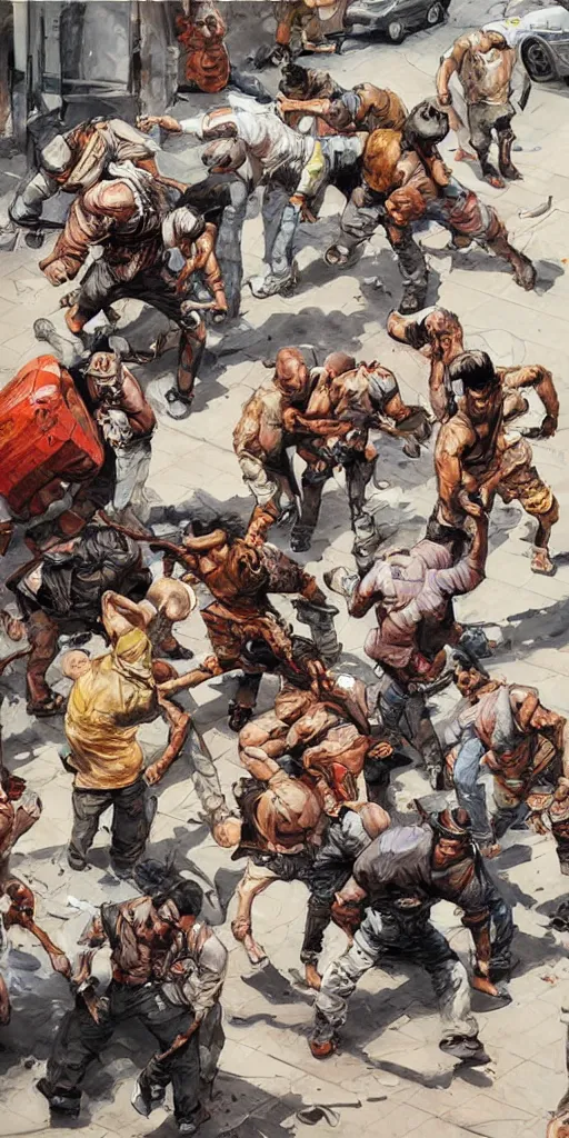 Image similar to oil painting scene from street fight by kim jung gi