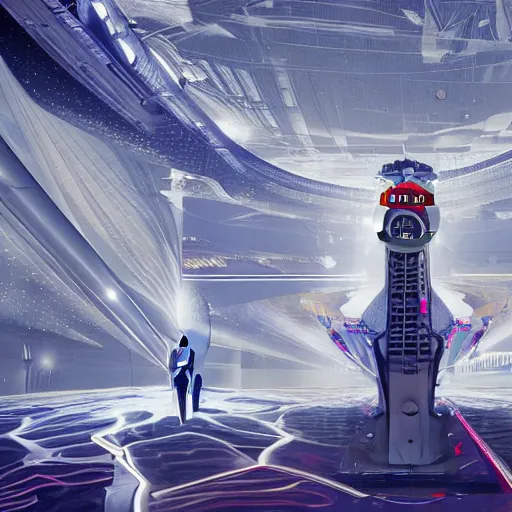 Image similar to sci-fi Barcode Scanner on the coronation of napoleon painting and digital hologram in the middle, unreal engine 5, keyshot, octane, artstation trending, ultra high detail, ultra realistic, cinematic, 8k, 16k, in style of zaha hadid, colors in style of nanospace Michael Menzelincev, colors in style of the Blade Runner 2049, in plastic, dark, tilt shift,