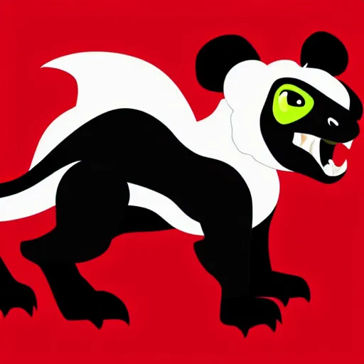 Image similar to vector art of welsh dragon and cute panda mixed, intercrossed, chimera, welsh flag, adobe illustrator