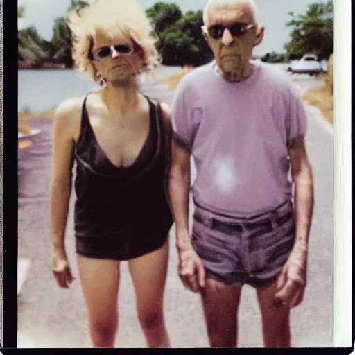 Image similar to found polaroid of weird trash humpers