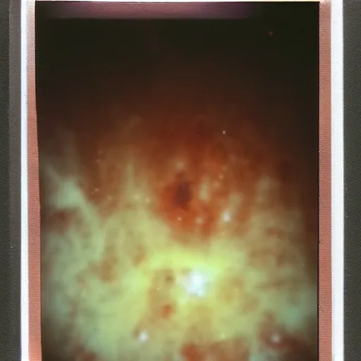 Image similar to expired polaroid ketchup expressing foam nebula exploded astrophotography