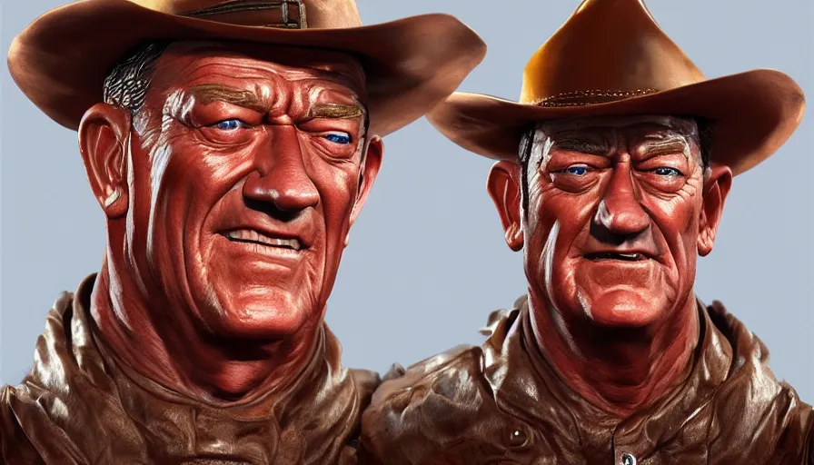 Prompt: Hand painted bust of John Wayne, hyperdetailed, artstation, cgsociety, 8k