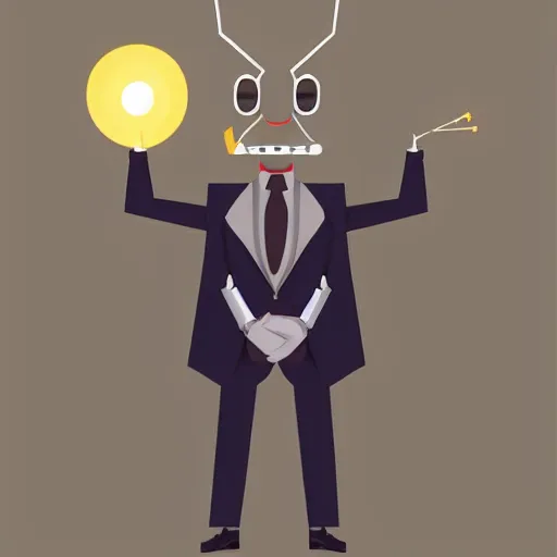 Prompt: full body shot of a thin anthropomorphic cockroach wearing a suit with a tie, long antennae, best of artstation, backlighting, 8k, hyper detail illustration, symmetrical, correct proportions, Pixabay, vectorstock, flaticon