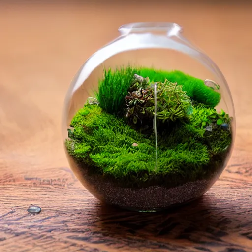 Image similar to moss terrarium, design award, beautiful, 4 k, bokeh